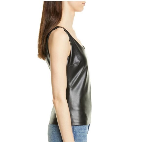 THEORY Scoop Neck Faux Leather Tank Top, Black, Small, (4/6), Designer, NWT - Picture 7 of 16